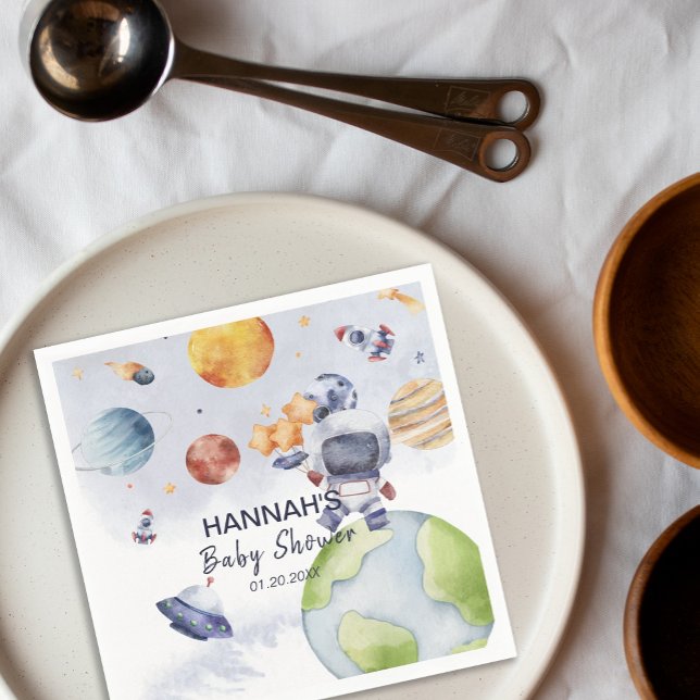 Astronaut Weltraumjunge Party Serviette (Astronaut Outer Space Boy Baby Shower Party Napkins)