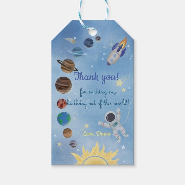 Astronaut Weltraumplaneten Geburtstagsgeschenk-Tag Geschenkanhänger (Vorderseite)