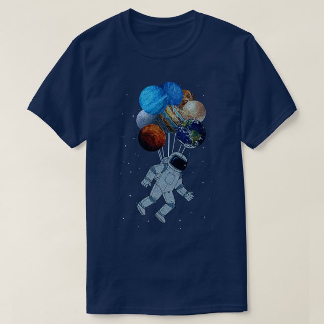 Astronaut With Solar Planet System Balloon Space A T-Shirt (Design vorne)