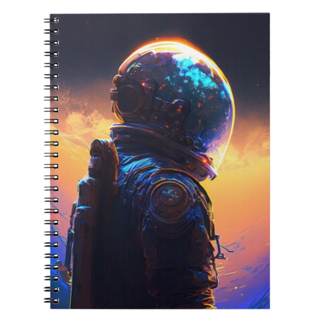 Astronaut World Discovery Painting Human Universe Notizblock (Vorderseite)