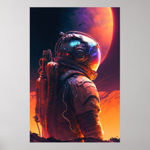 Astronaut World Discovery Painting Human Universe Poster