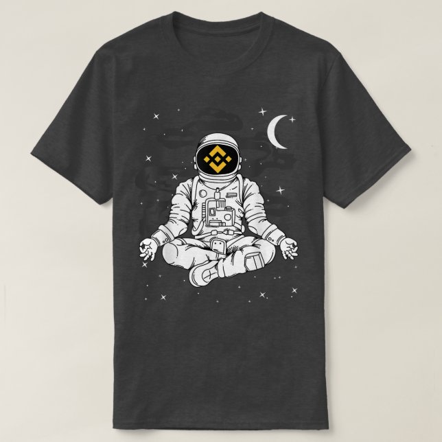 Astronaut Yoga Binance BNB-Münze zum Mondkrypto T-Shirt (Design vorne)