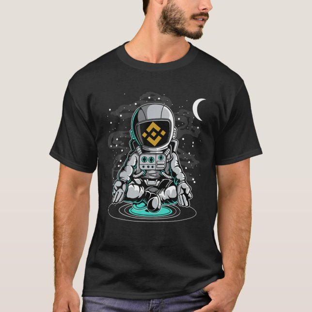 Astronaut Yoga Binance BNB zu Moon Crypto Toke T-Shirt (Vorderseite)