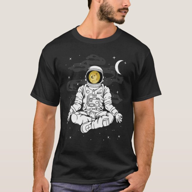 Astronaut Yoga Dogecoin Doge Coin To The Moon Cryp T-Shirt (Vorderseite)