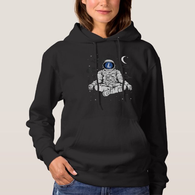 Astronaut Yoga Litecoin Ltc Coin To The Moon Crypt Hoodie (Vorderseite)
