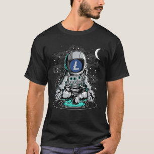 Astronaut Yoga Litecoin LTC-Münze bis Mondkrypt T-Shirt