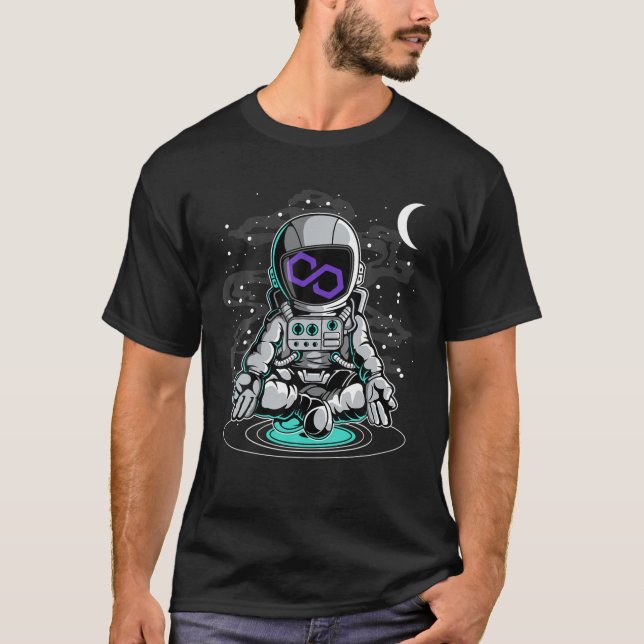 Astronaut Yoga Polygon Matic Coin To The Moon Cryp T-Shirt (Vorderseite)
