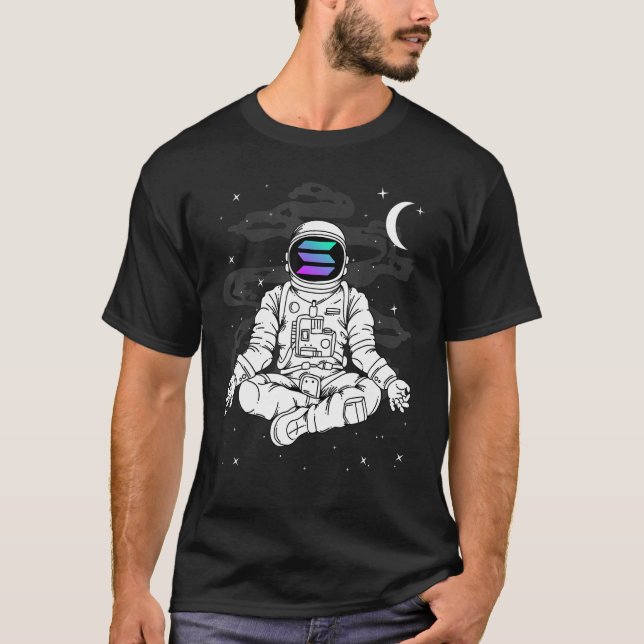 Astronaut Yoga Solana Sol To The Moon Crypto Token T-Shirt (Vorderseite)