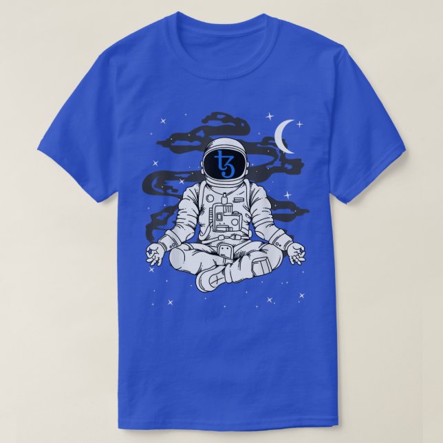 Astronaut Yoga Tezos XTZ Coin To The Moon Crypto T T-Shirt (Design vorne)