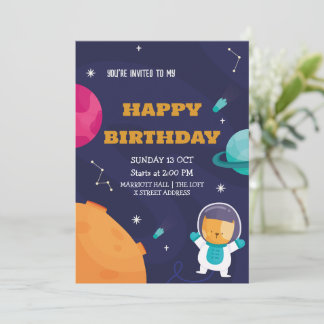 Astronaut zum Geburtstag Einladung für Kinder