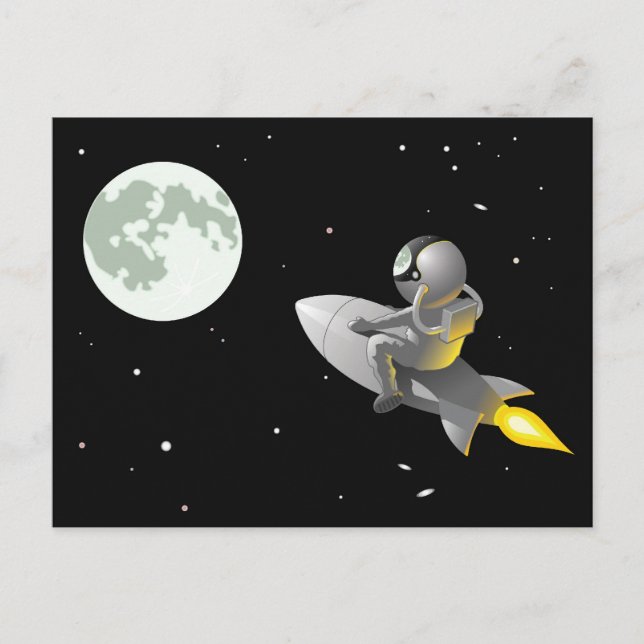 Astronaut zum Mond Postkarte (Vorderseite)