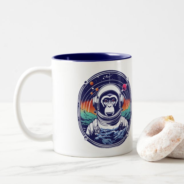 Astronaut Zweifarbige Tasse (Mit Donut)