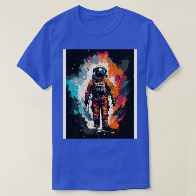 Astronauten Aquarellbilder Abstrakte Kunst T-Shirt (Design vorne)