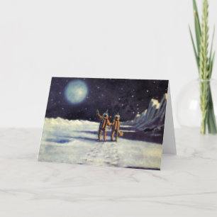 Astronauten-Außerirdischen der Vintagen Science Fi Karte