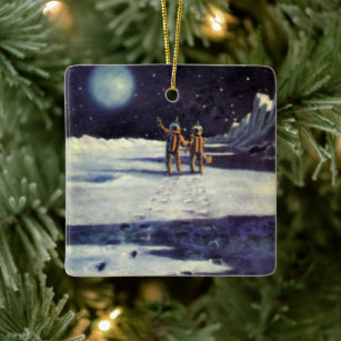 Astronauten-Außerirdischen der Vintagen Science Fi Keramikornament