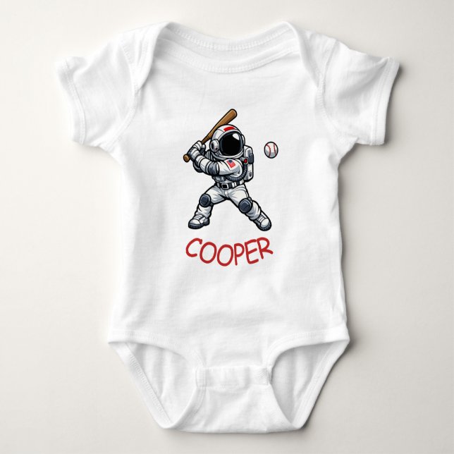 Astronauten Baseball Baby Strampler (Vorderseite)