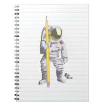 Astronauten-Bleistift und Papier-Notizbuch