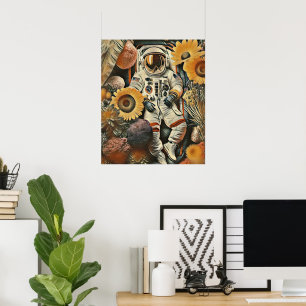 Astronauten-Blumenbett Digitale Kunst Poster