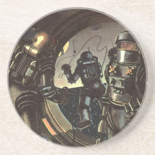 Astronauten der Vintagen Science Fiction auf einem Getränkeuntersetzer