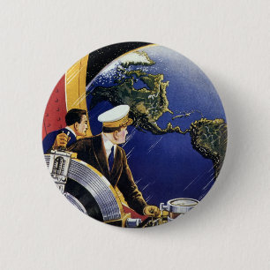 Astronauten der Vintagen Science Fiction um die Er Button