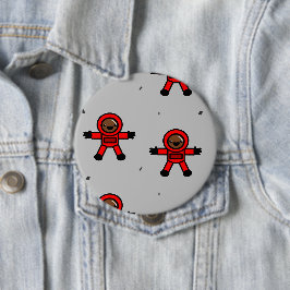 Astronauten des roten Anzugs auf grau Button