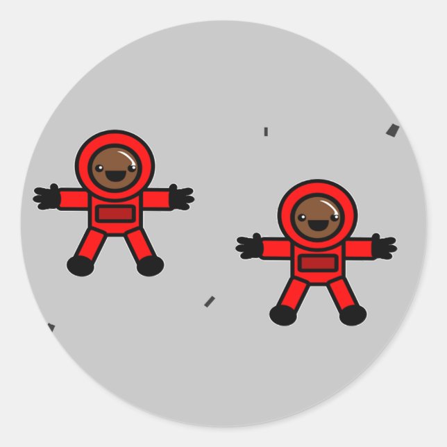 Astronauten des roten Anzugs auf grau Runder Aufkleber (Vorderseite)