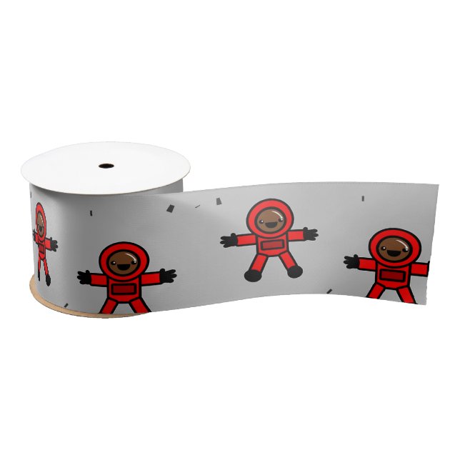 Astronauten des roten Anzugs auf grau Satinband (Spule)