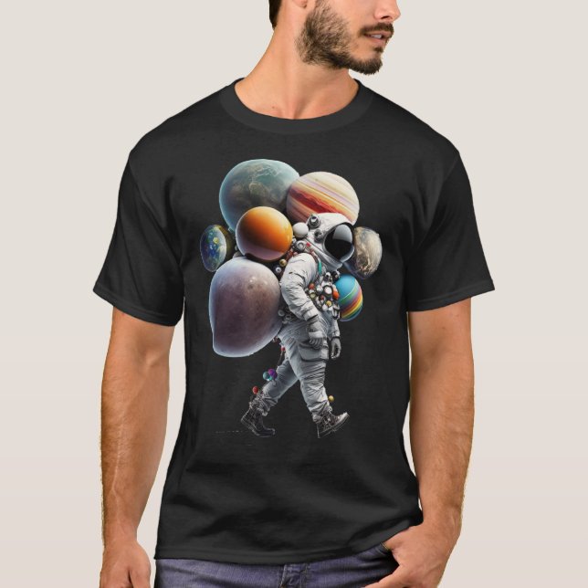 Astronauten, die Planeten und Monde im Weltraum tr T-Shirt (Vorderseite)