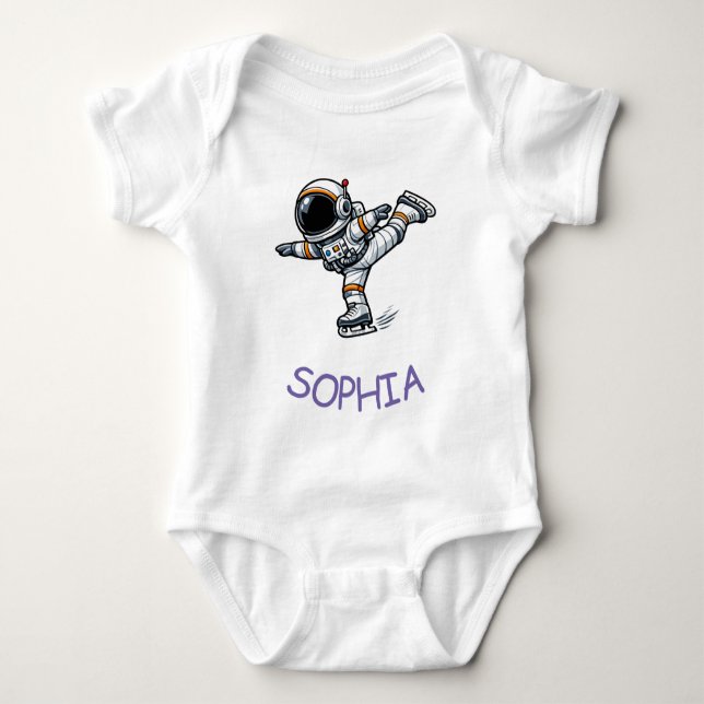 Astronauten Eiskunstlauf Baby Strampler (Vorderseite)