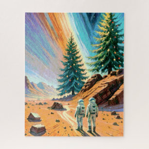 Astronauten erforschen die Landschaft der Alien Puzzle