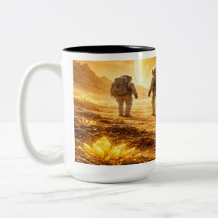 Astronauten erkunden gelben Planeten Zweifarbige Tasse