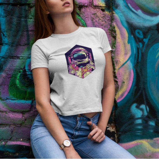 Astronauten essen Donut und Pizza T-Shirt (Von Creator hochgeladen)