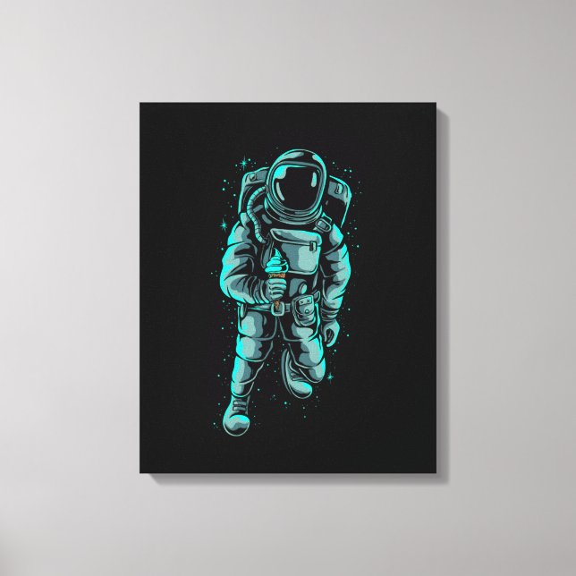 Astronauten essen Eiscreme gesteppte Canvas Print Leinwanddruck (Vorderseite)