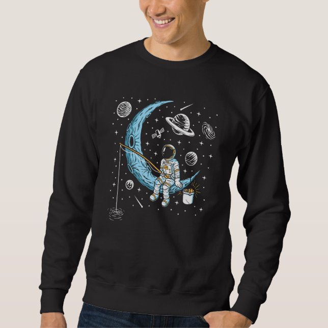 Astronauten fischen im Weltraum auf dem Mond Sweatshirt (Vorderseite)