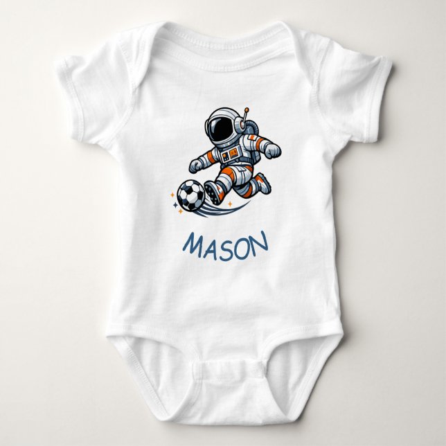 Astronauten Fußball Baby Strampler (Vorderseite)