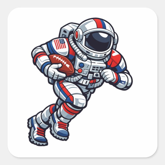 Astronauten-Fußball Quadratischer Aufkleber (Vorderseite)