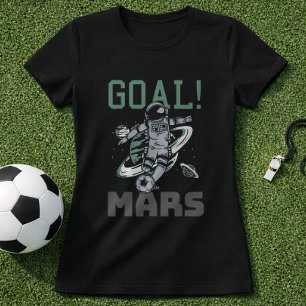 Astronauten-Fußball-Tor Mars Fußball Weltraum-Humo T-Shirt