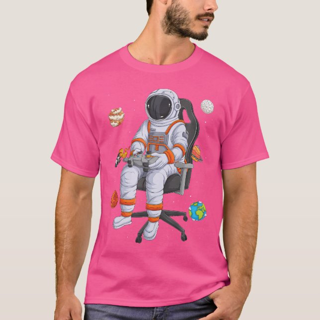 Astronauten Gamer Outer Space Männerspielsystem T-Shirt (Vorderseite)