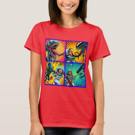 Astronauten gegen Alien Pop Art T-Shirt