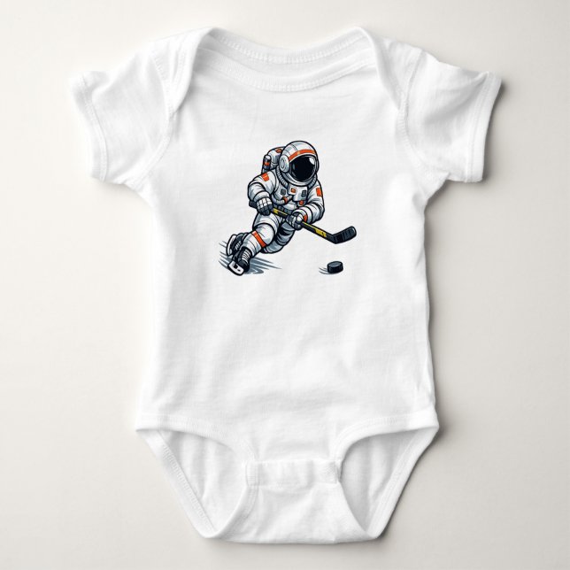Astronauten Hockey Baby Strampler (Vorderseite)