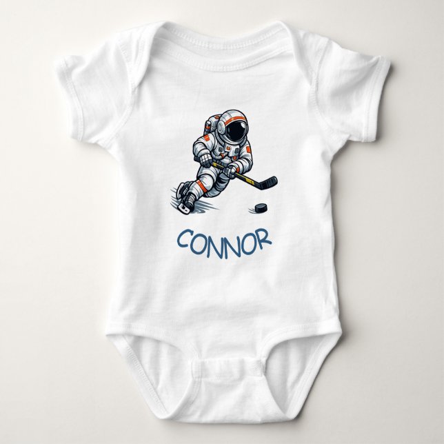 Astronauten Hockey Baby Strampler (Vorderseite)