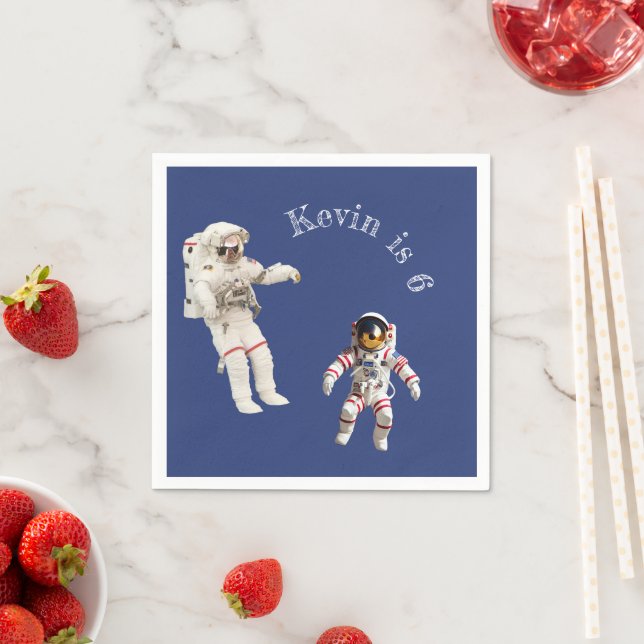 Astronauten im Monogrammnamen Serviette (Beispiel)