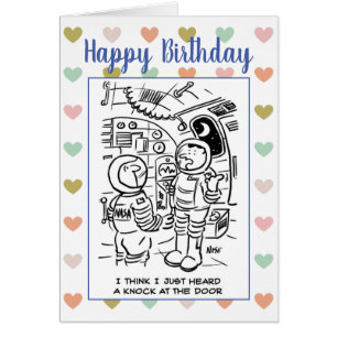 Astronauten im Weltraum denken, es gibt einen Knoc