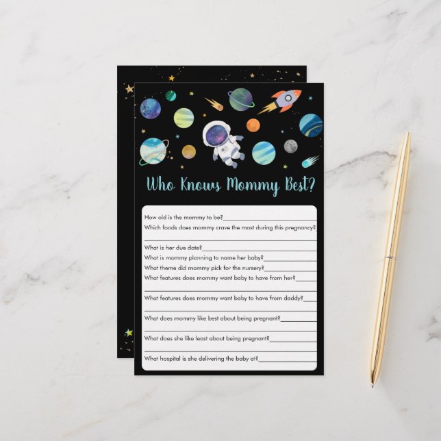 Astronauten im Weltraum, der Mama das beste Spiel  (Vorderseite/Rückseite Beispiel)