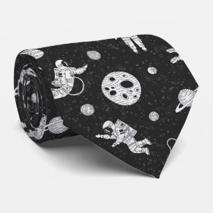 Astronauten im Weltraum, schwarz-weiß Krawatte