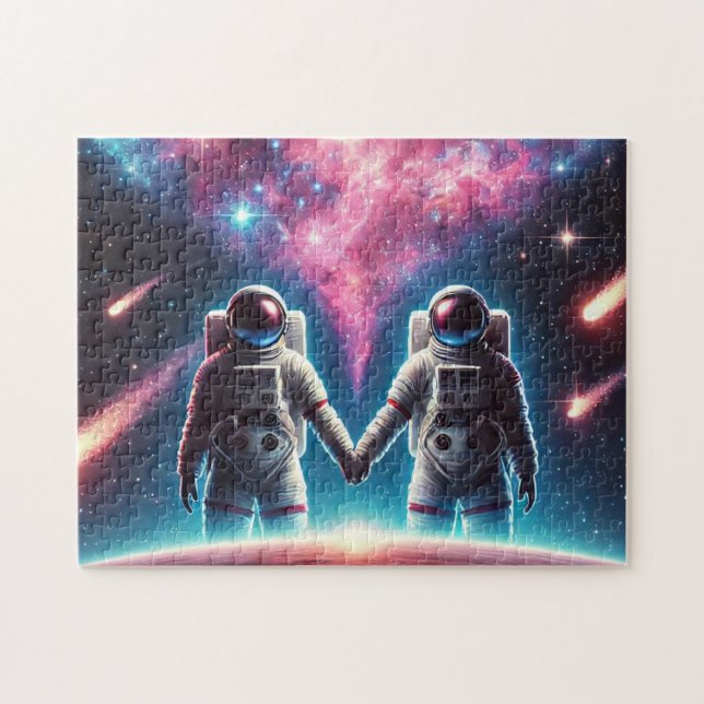 Astronauten in der Liebe Galaxy Jigsaw Puzzle (Horizontal)
