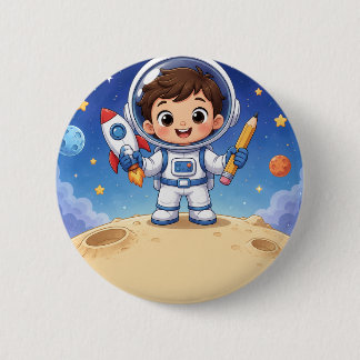 Astronauten-Kind bereit zur Erforschung Button