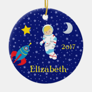 Astronauten-Mädchen-Himmels-Rocket-Verzierung Keramik Ornament