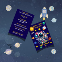 Astronauten-Missions-Geburtstagseinladung editierb