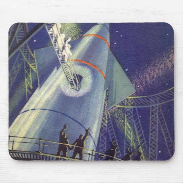 Astronauten mit Vintager Science Fiction auf Raket Mousepad (Vorne)